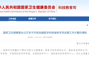 严打医学论文造假等行为！国家卫生健康委启动科研诚信专项治理行动